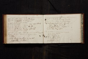 Drawing of penis and vagina along with swearwords, guestbook from 1835